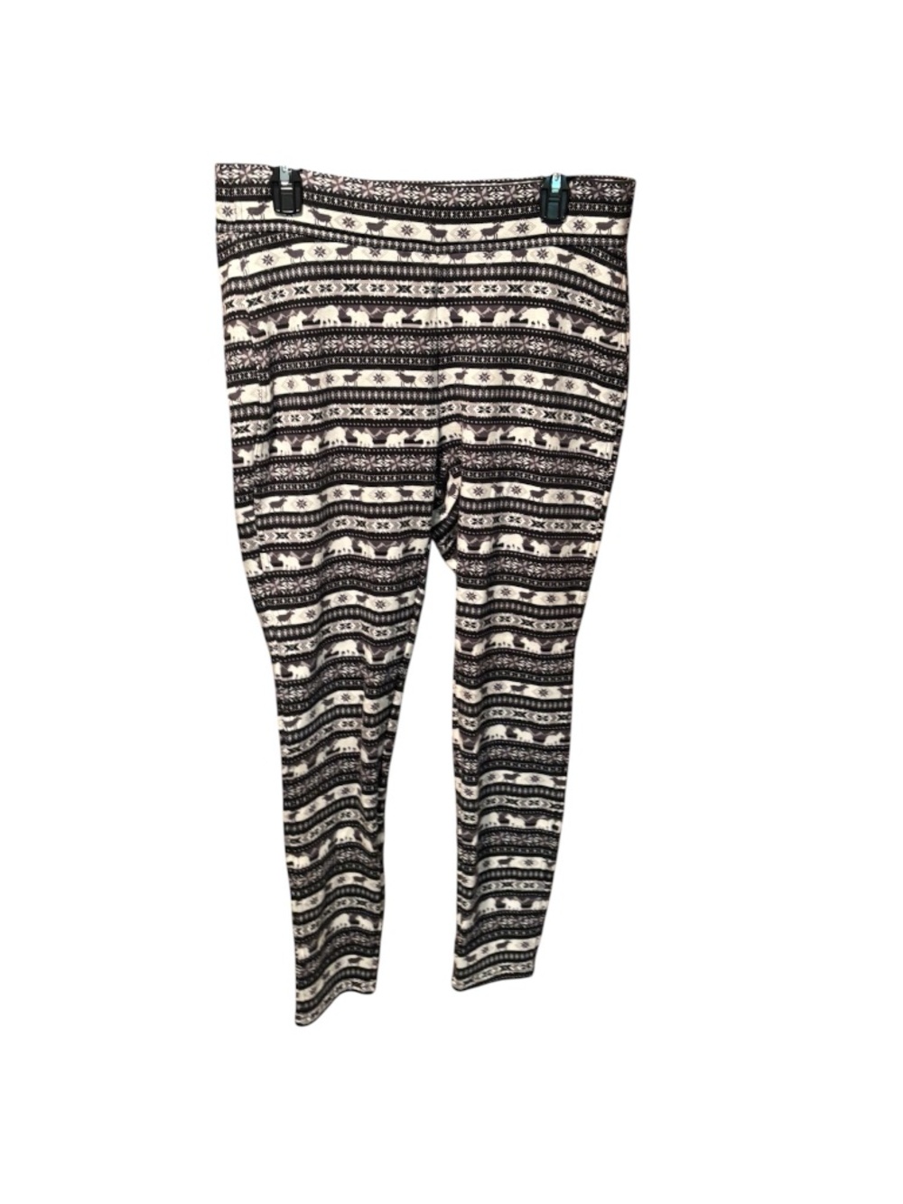 Lands' End Seriously Sweats Women's Fleece Lined Fair Isle Leggings Large
